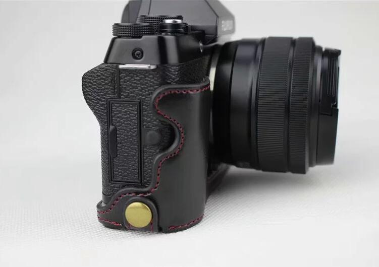 PU Leather Half Bottom Camera Protection Case for Fujifilm X-T100 - Black