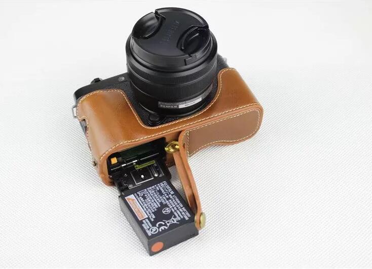 PU Leather Half Bottom Camera Protection Cover Shell for Fujifilm X-T100 - Brown