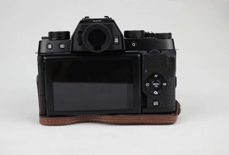PU Leather Half Bottom Camera Protection Shell Case for Fujifilm X-T100 - Coffee