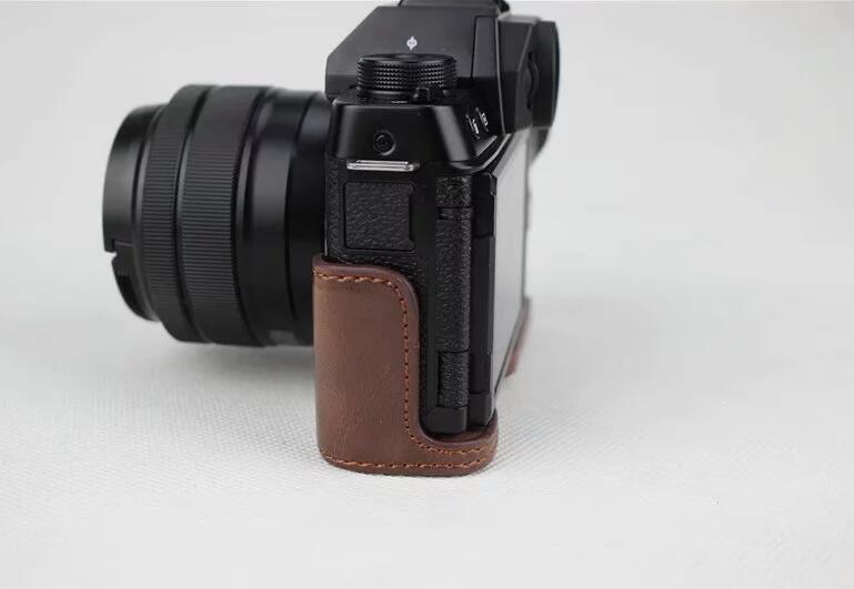 PU Leather Half Bottom Camera Protection Shell Case for Fujifilm X-T100 - Coffee