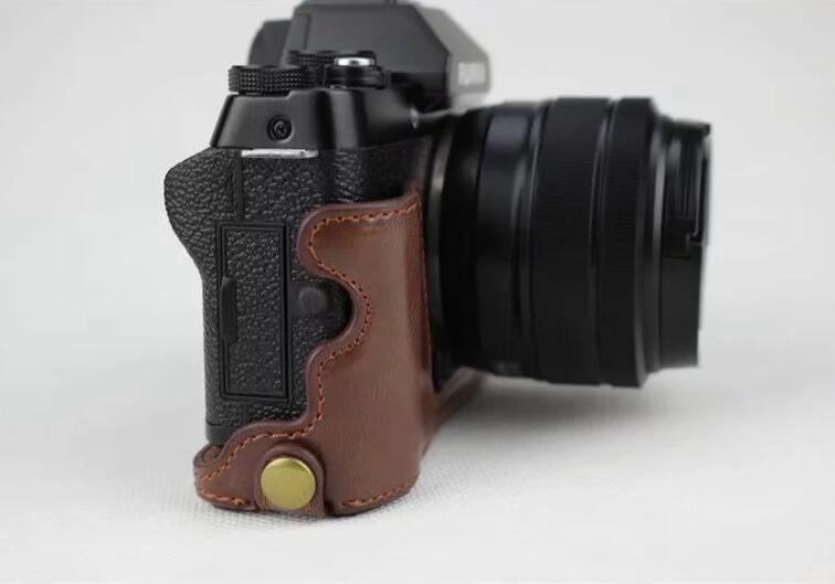 PU Leather Half Bottom Camera Protection Shell Case for Fujifilm X-T100 - Coffee