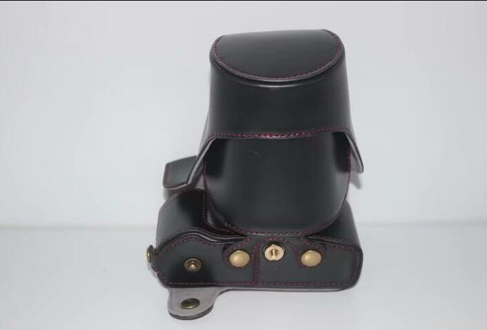 PU Leather Camera Protective Pouch Bag + Strap + Camera Lens Bag for Olympus EM5II / E-M5 Mark II - Black