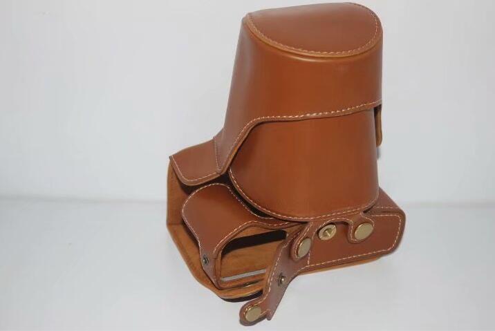 PU Leather Camera Protective Cover Case + Strap + Camera Lens Bag for Olympus EM5II / E-M5 Mark II - Brown