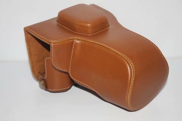 PU Leather Camera Protective Cover Case + Strap + Camera Lens Bag for Olympus EM5II / E-M5 Mark II - Brown