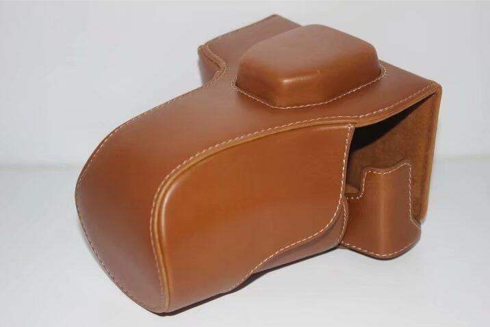PU Leather Camera Protective Cover Case + Strap + Camera Lens Bag for Olympus EM5II / E-M5 Mark II - Brown