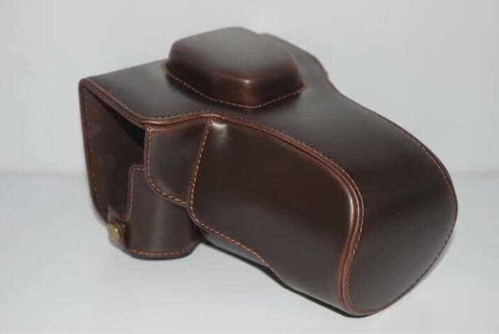 PU Leather Camera Protection Case Bag + Strap + Camera Lens Bag for Olympus EM5II / E-M5 Mark II - Coffee
