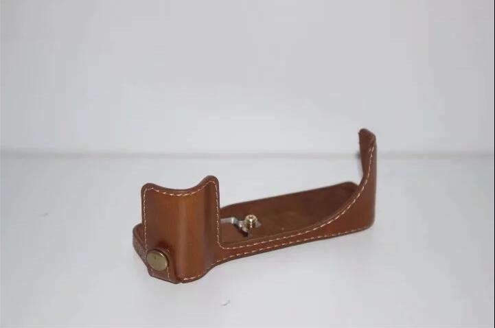 PU Leather Protective Camera Half Bottom Cover + Wrist Strap for Canon PowerShot G5 X - Brown