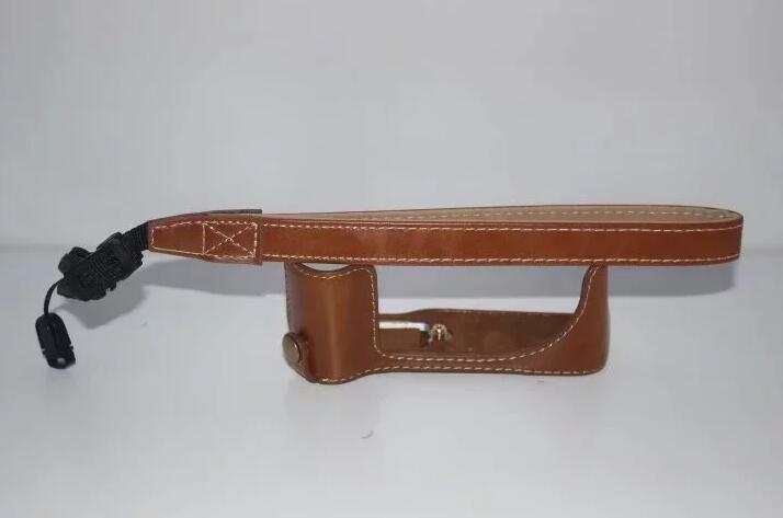 PU Leather Protective Camera Half Bottom Cover + Wrist Strap for Canon PowerShot G5 X - Brown