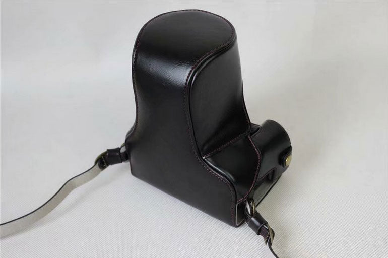 PU Leather Protective Camera Case Bag for Canon EOS M6 18-150mm/55-200mm - Black