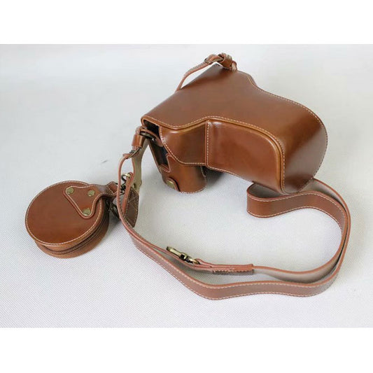 PU Leather Protective Camera Case Cover for Canon EOS M6 18-150mm/55-200mm - Brown