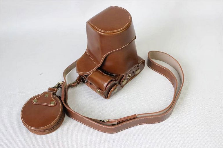 PU Leather Protective Camera Case Cover for Canon EOS M6 18-150mm/55-200mm - Brown