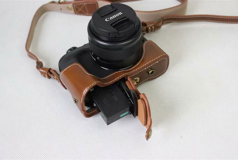 PU Leather Protective Camera Case Cover for Canon EOS M6 18-150mm/55-200mm - Brown