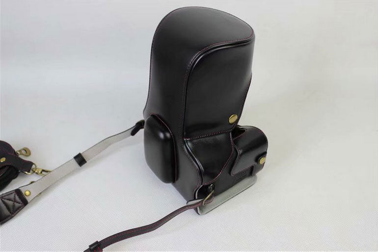PU Leather Camera Protective Pouch Bag + Strap + Camera Lens Bag for Canon EOS 77D / 800D - Black