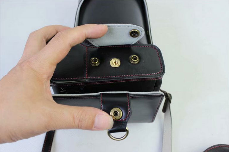 PU Leather Camera Protective Pouch Bag + Strap + Camera Lens Bag for Canon EOS 77D / 800D - Black