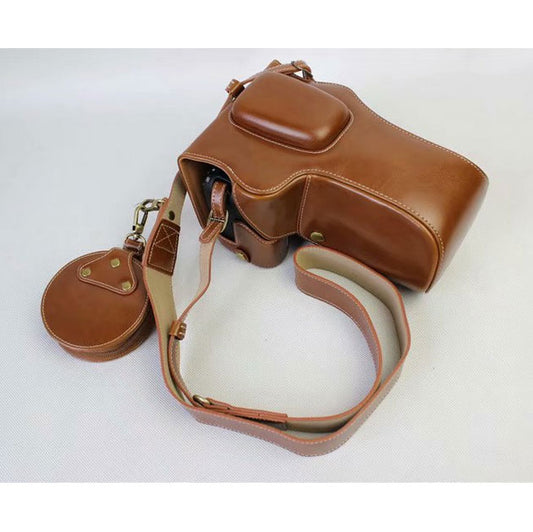 PU Leather Camera Protective Pouch Case + Strap + Camera Lens Bag for Canon EOS 77D / 800D - Brown
