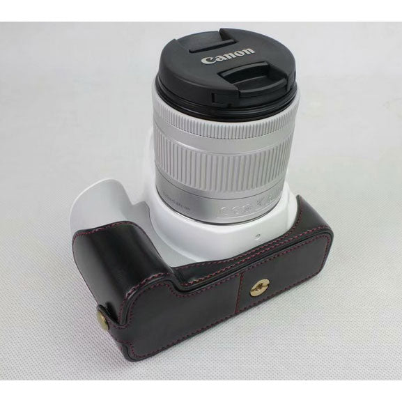 PU Leather Half Bottom Camera Protection Case for Canon EOS 200D - Black