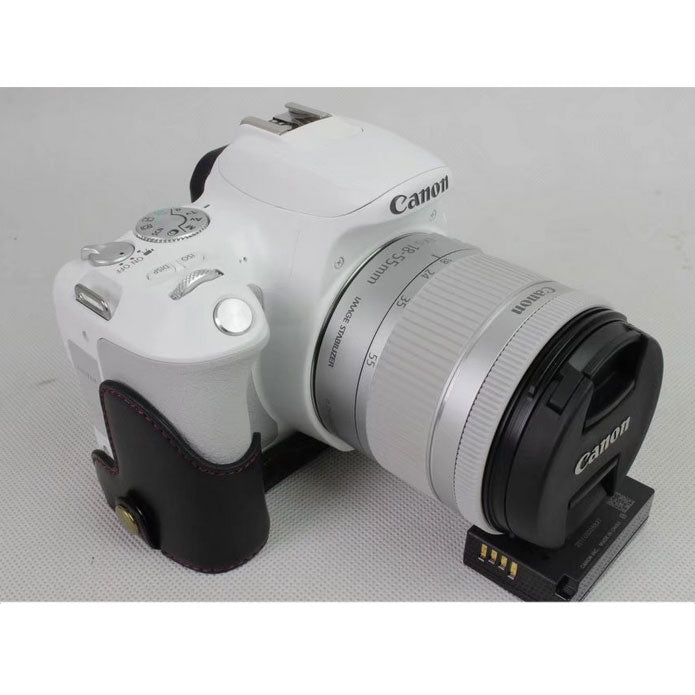 PU Leather Half Bottom Camera Protection Case for Canon EOS 200D - Black