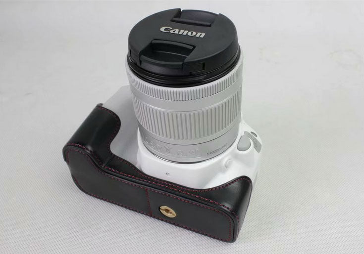 PU Leather Half Bottom Camera Protection Case for Canon EOS 200D - Black