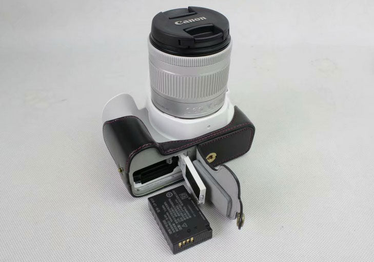 PU Leather Half Bottom Camera Protection Case for Canon EOS 200D - Black