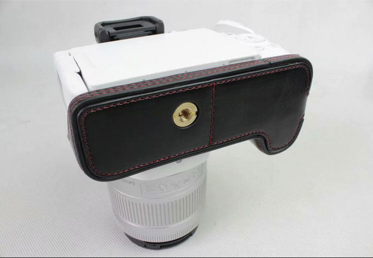 PU Leather Half Bottom Camera Protection Case for Canon EOS 200D - Black