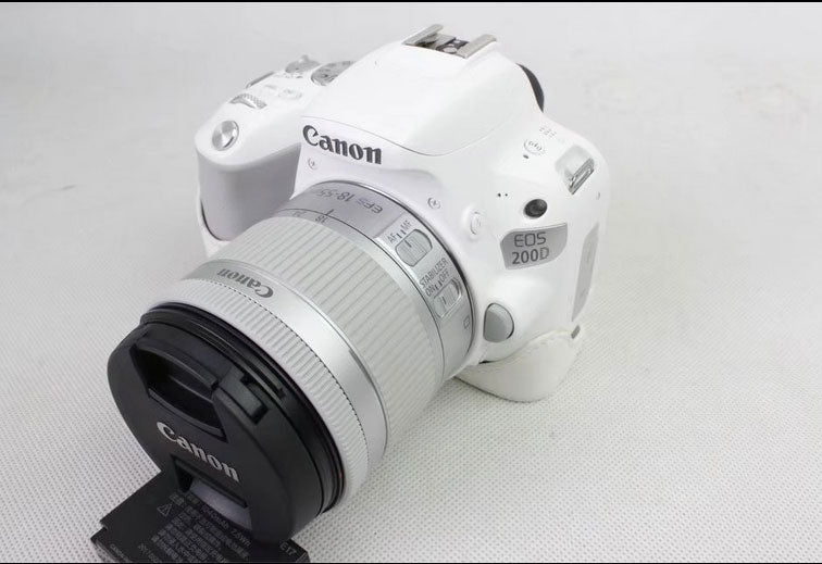 PU Leather Half Bottom Camera Protection Cover for Canon EOS 200D - White