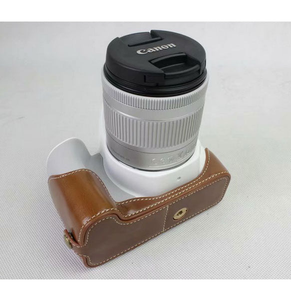 PU Leather Half Bottom Camera Protection Shell for Canon EOS 200D - Brown