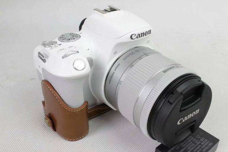 PU Leather Half Bottom Camera Protection Shell for Canon EOS 200D - Brown