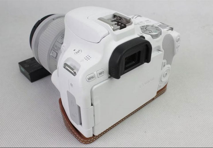 PU Leather Half Bottom Camera Protection Shell for Canon EOS 200D - Brown