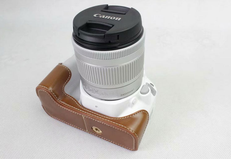 PU Leather Half Bottom Camera Protection Shell for Canon EOS 200D - Brown
