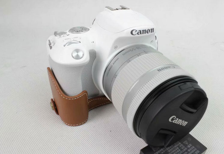 Genuine Leather Half Bottom Camera Protection Cover for Canon EOS 200D - Brown