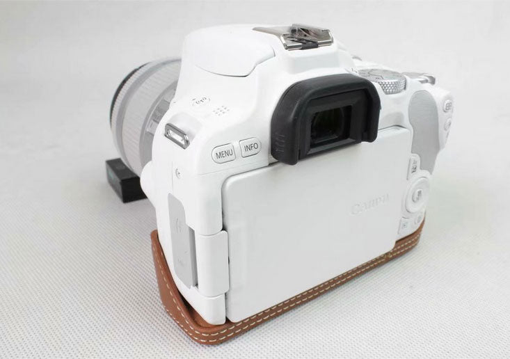 Genuine Leather Half Bottom Camera Protection Cover for Canon EOS 200D - Brown