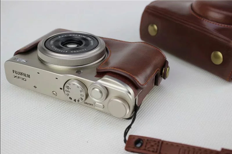 PU Leather Protective Camera Case Pouch for Fujifilm XF10 Digital Compact Camera - Coffee