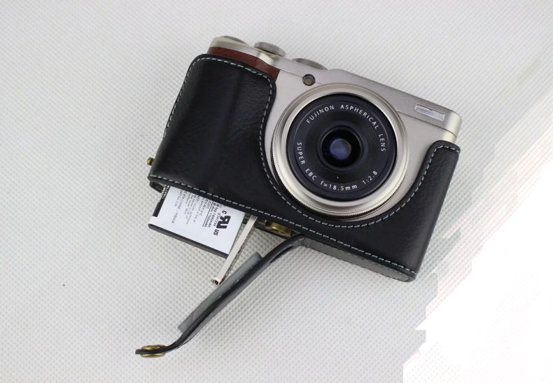 Genuine Leather Half Bottom Camera Protection Case for Fujifilm XF10 Digital Compact Camera - Black