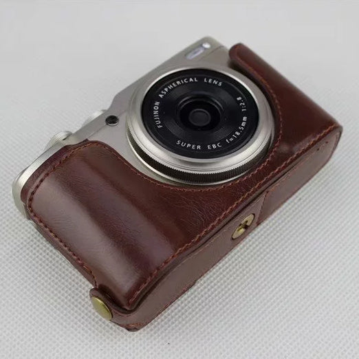 PU Leather Half Bottom Camera Protection Cover for Fujifilm XF10 Digital Compact Camera - Coffee