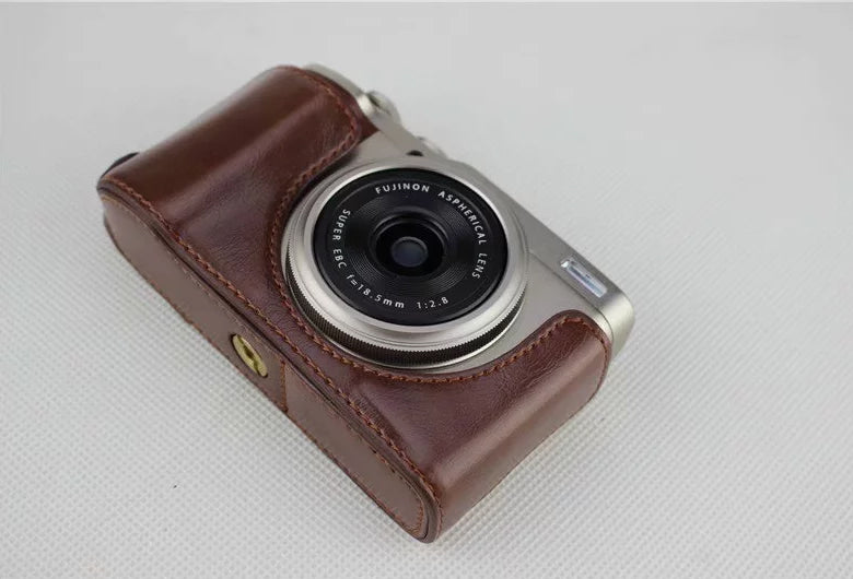 PU Leather Half Bottom Camera Protection Cover for Fujifilm XF10 Digital Compact Camera - Coffee