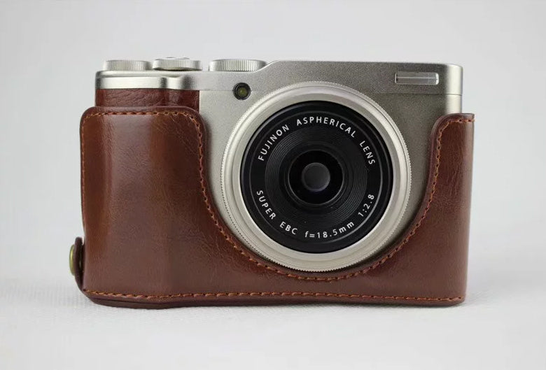 PU Leather Half Bottom Camera Protection Cover for Fujifilm XF10 Digital Compact Camera - Coffee