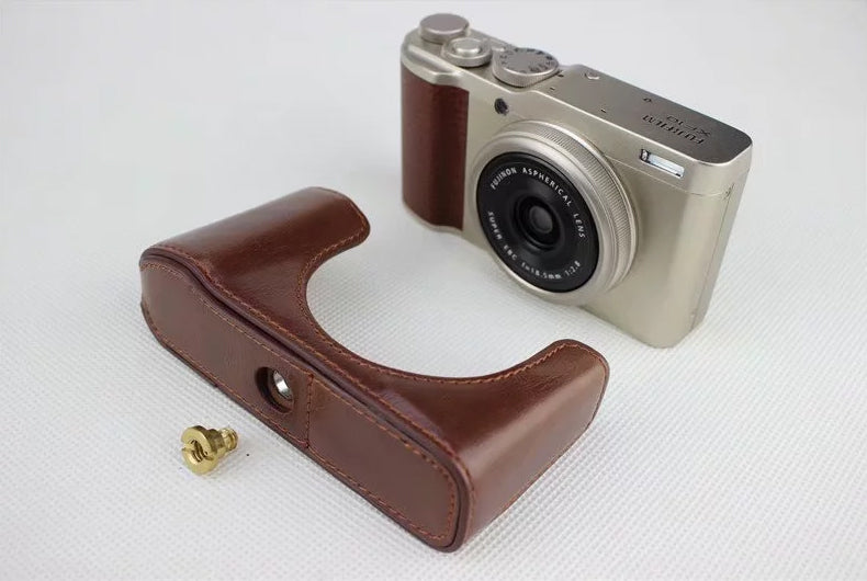 PU Leather Half Bottom Camera Protection Cover for Fujifilm XF10 Digital Compact Camera - Coffee