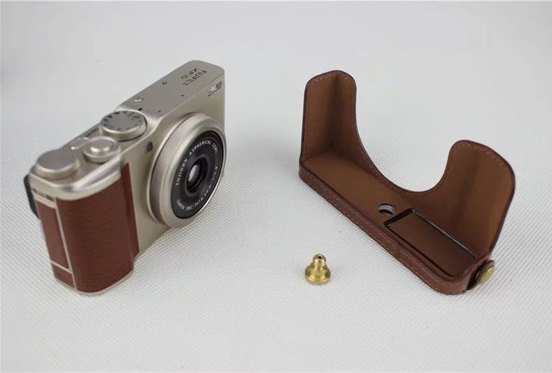 PU Leather Half Bottom Camera Protection Cover for Fujifilm XF10 Digital Compact Camera - Coffee