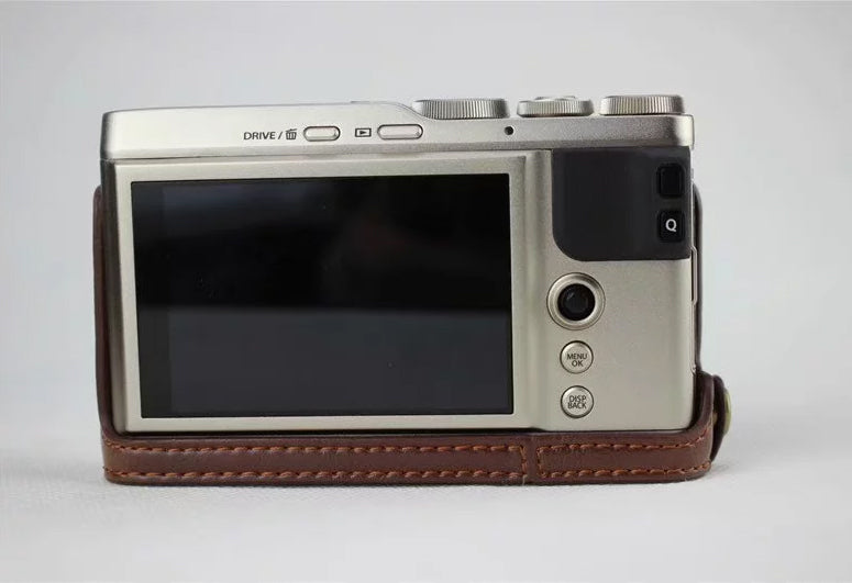 PU Leather Half Bottom Camera Protection Cover for Fujifilm XF10 Digital Compact Camera - Coffee