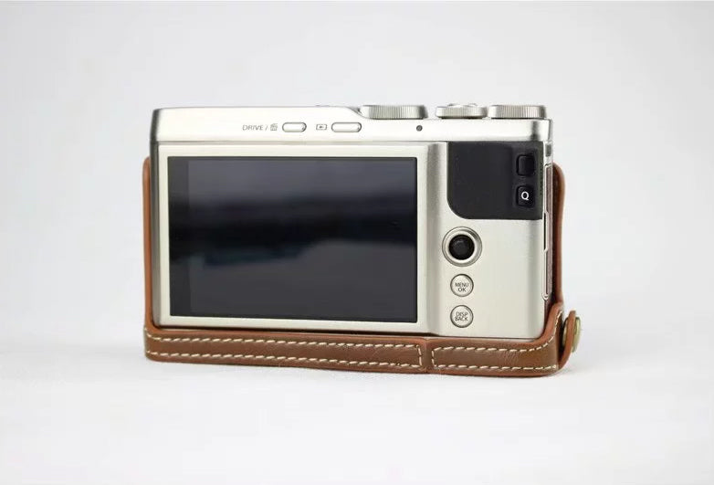 PU Leather Half Bottom Camera Bag Case for Fujifilm XF10 Digital Compact Camera - Brown