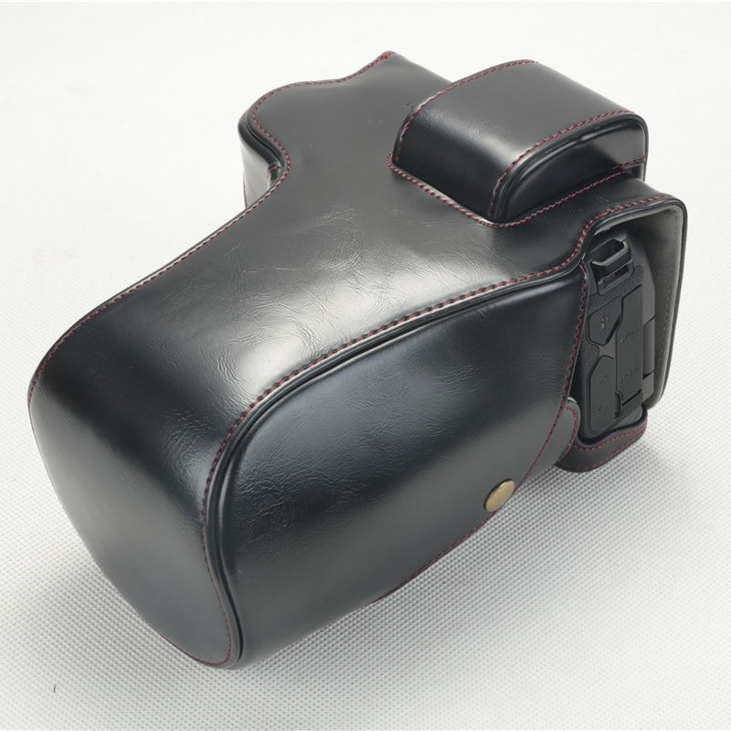 PU Leather Camera Protection Cover + Strap + Camera Lens Bag for Canon EOS R - Black
