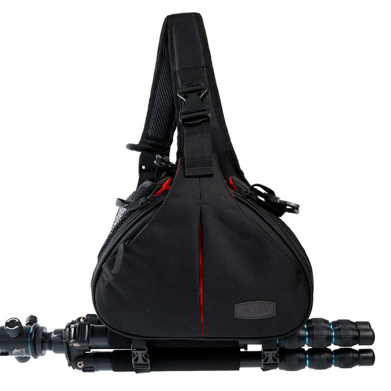 K1 Waterproof Travel DSLR Shoulder Sling Bag with Rain Cover for Sony Nikon Canon Digital Camera - Black