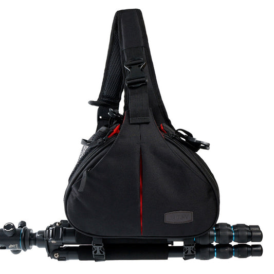 K1 Waterproof Travel DSLR Shoulder Sling Bag with Rain Cover for Sony Nikon Canon Digital Camera - Black