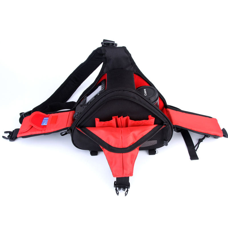 K1 Waterproof Travel DSLR Shoulder Sling Bag with Rain Cover for Sony Nikon Canon Digital Camera - Black
