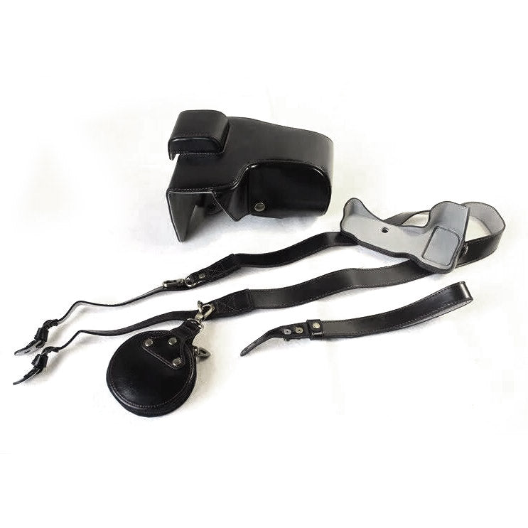 PU Leather Camera Protection Case + Strap + Camera Lens Bag for Nikon Z7 - Black