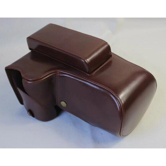 PU Leather Camera Protection Case + Strap + Camera Lens Bag for Nikon P1000 - Coffee