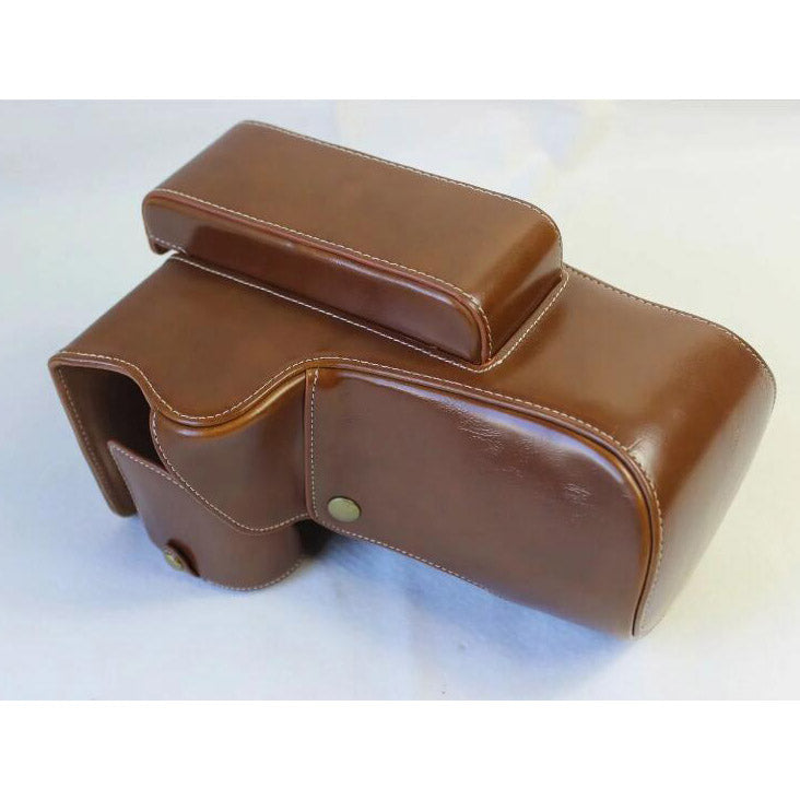 PU Leather Camera Protection Case + Strap + Camera Lens Bag for Nikon P1000 - Brown