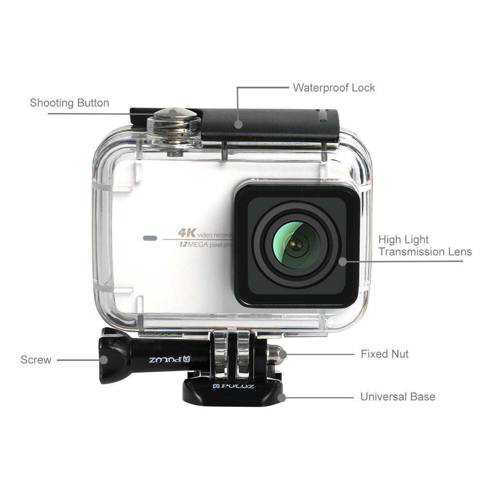 PULUZ 45M Underwater Waterproof Housing Diving Case for Xiaomi Xiaoyi II 4K Action Camera, with Buckle Basic Mount &amp; Screw