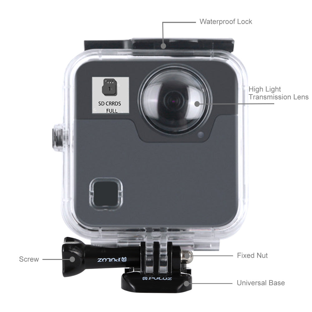 PULUZ 45M Underwater Waterproof Shockproof Housing Diving Case for GoPro Fusion, with Buckle Basic Mount &amp; Screw
