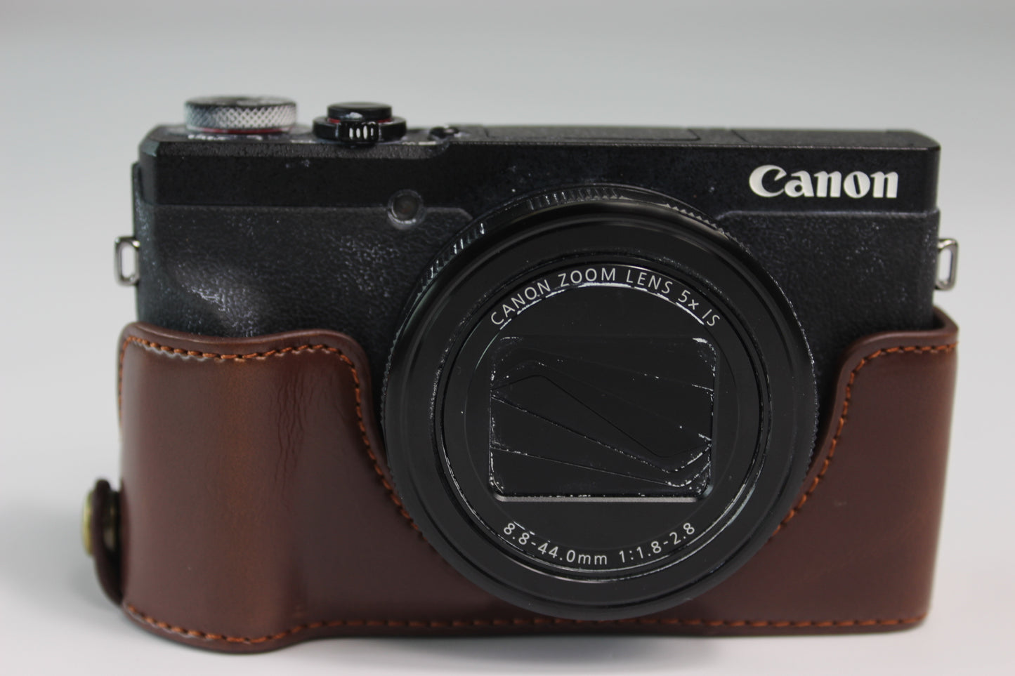 PU Leather Half Camera Case Bag Cover Protector for Canon PowerShot G5 X Mark II - Coffee
